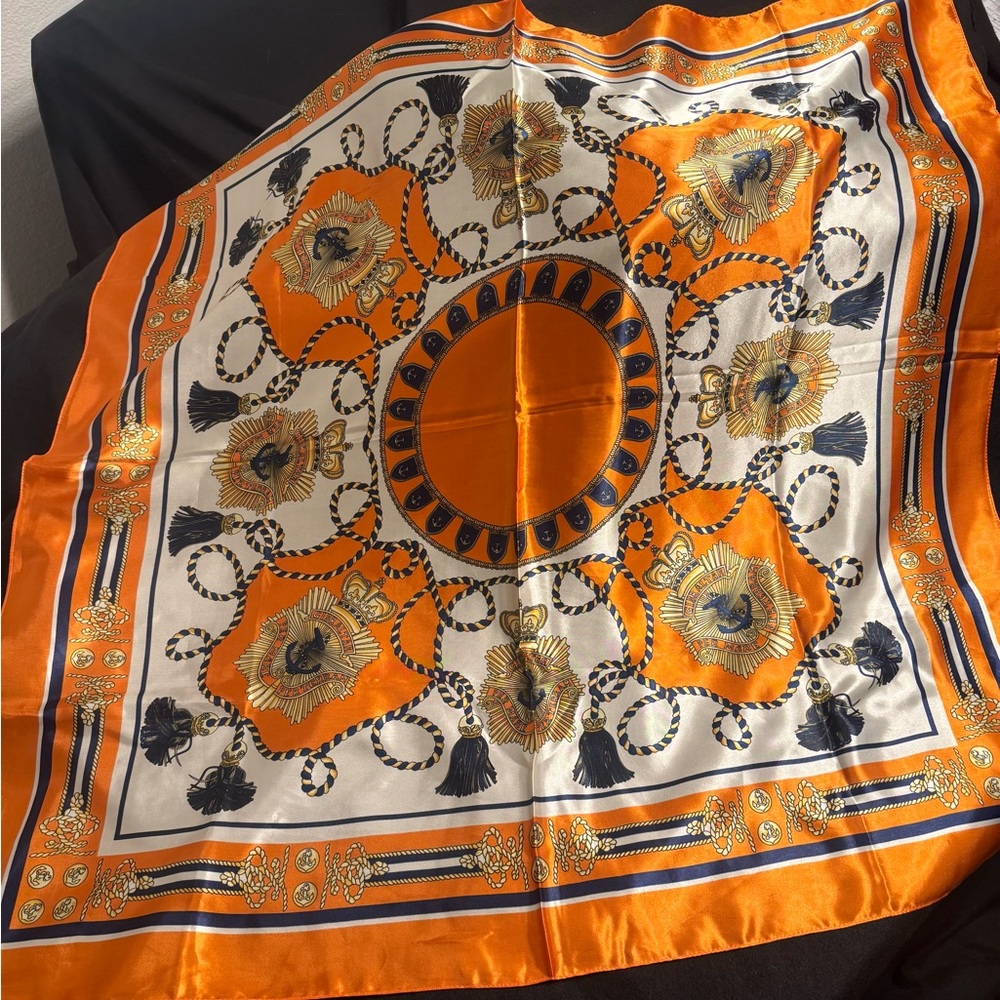 Elegant Orange and Navy Scarf